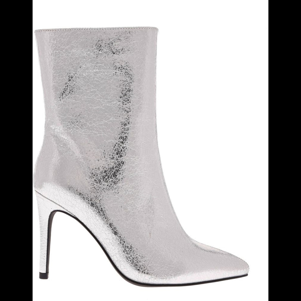 Silver High Heel Ankle Boots
